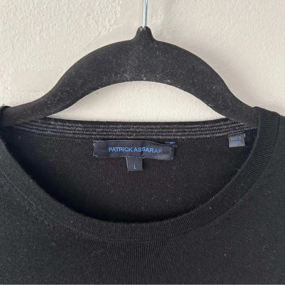 Patrick Assaraf men’s Merino Rib‎ Crew Neck Sweater Color: black Size: Large